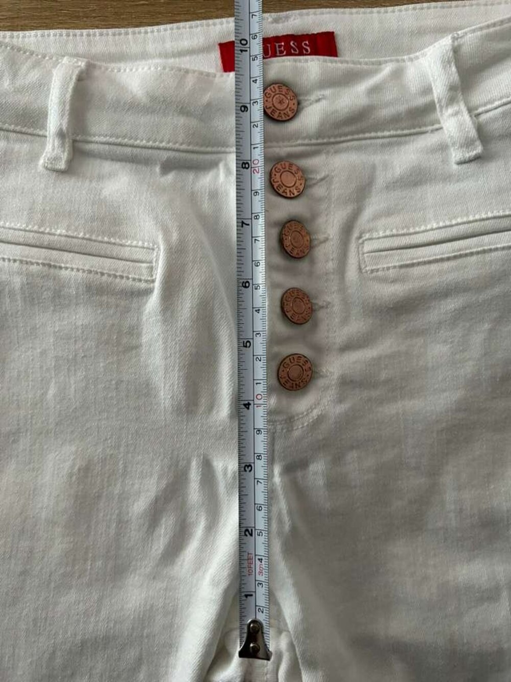 Guess White Cropped Jeans Women Size 26 High Rise Raw Hem Denim Pants - Picture 5 of 10